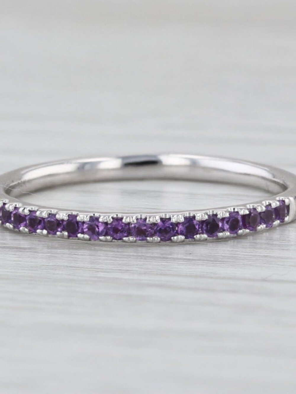 0.26ctw Amethyst Stackable Ring 14k White Gold Size 9.25 Wedding Band